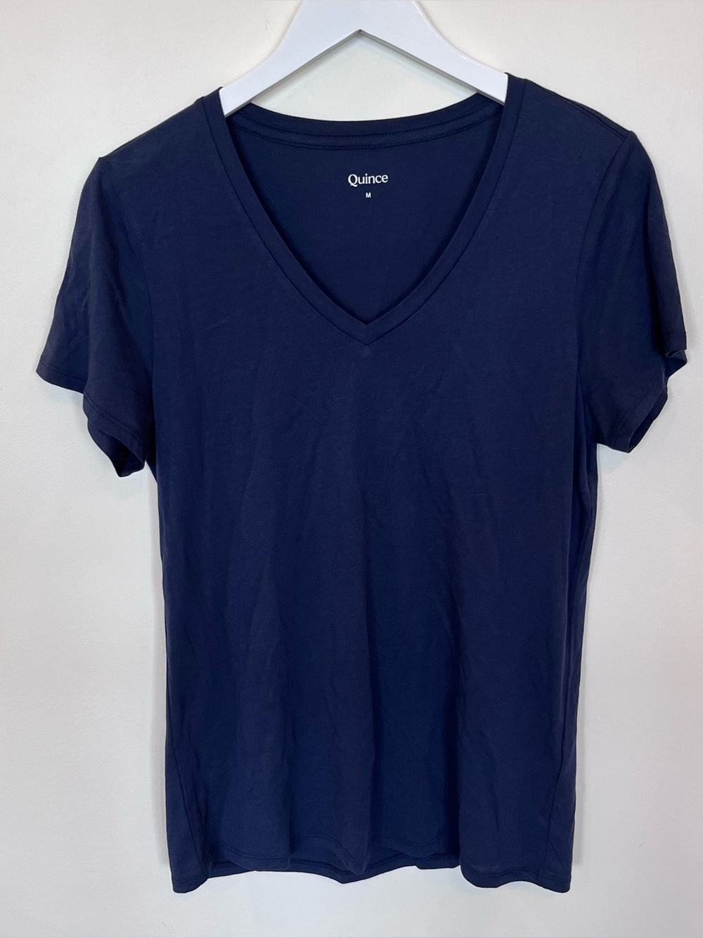 Quince Cotton Modal V Neck T Shirt Womens Medium Navy Blue Casual Capsule